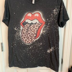 Canvas womens bleached T-Shirt with Red Gray  and leopard Graphic